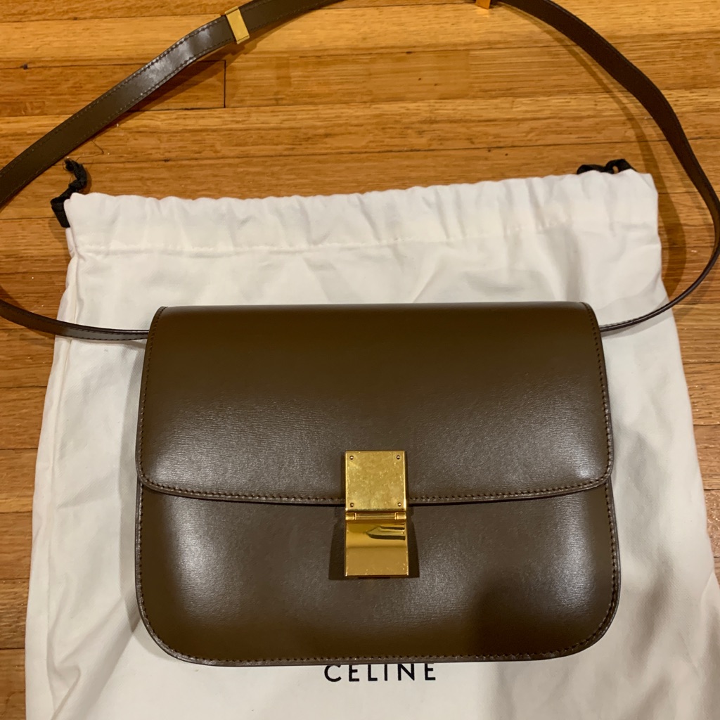 Authentic Cline Box Smooth Leather Bag Medium